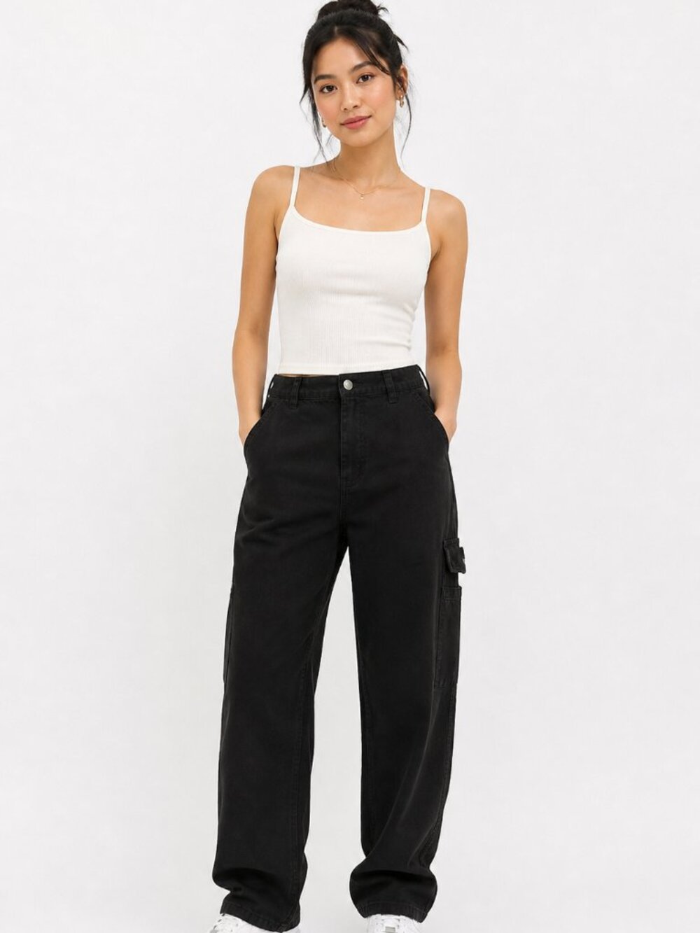 Women’s Streetwear Society Black Cargo Pants Size Small Petite Utility 7 Pockets